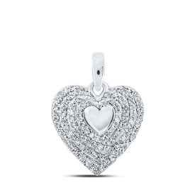 Sparkling Love Affair: 10kt White Gold Diamond Heart Pendant Top view from the 10Kt White Gold Womens Round Diamond Heart Pendant 1 4 Cttwpin213143 collection by Splendid Jewellery