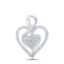 Load image into Gallery viewer, Radiant Love: 10kt White Gold Diamond Heart Pendant Top view from the 10Kt White Gold Womens Round Diamond Heart Pendant 1 4 Cttwpin210541 collection by Splendid Jewellery