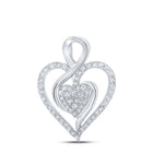 Radiant Love: 10kt White Gold Diamond Heart Pendant Top view from the 10Kt White Gold Womens Round Diamond Heart Pendant 1 4 Cttwpin210541 collection by Splendid Jewellery