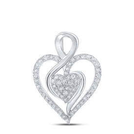 Radiant Love: 10kt White Gold Diamond Heart Pendant Top view from the 10Kt White Gold Womens Round Diamond Heart Pendant 1 4 Cttwpin210541 collection by Splendid Jewellery