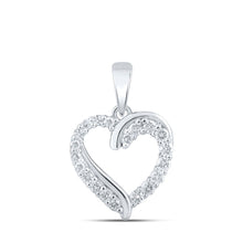 Load image into Gallery viewer, Enchanting Love Diamond Pendant | 10kt White Gold Heart-Shaped Sparkling Necklace Top view from the 10Kt White Gold Womens Round Diamond Heart Pendant 1 4 Cttwpin213847 collection by Splendid Jewellery