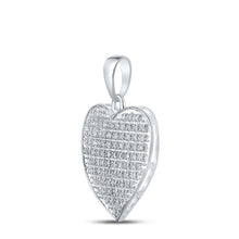 Load image into Gallery viewer, Sparkling Love: 10kt White Gold Diamond Heart Pendant Side view from the 10Kt White Gold Womens Round Diamond Heart Pendant 1 4 Cttwpin222696 collection by Splendid Jewellery