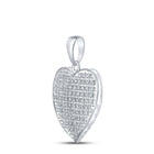 Sparkling Love: 10kt White Gold Diamond Heart Pendant Side view from the 10Kt White Gold Womens Round Diamond Heart Pendant 1 4 Cttwpin222696 collection by Splendid Jewellery