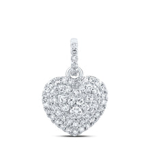 Load image into Gallery viewer, 10kt White Gold Diamond Heart &amp; Love Symbol Pendant - A Sparkling Declaration of Love Top view from the 10Kt White Gold Womens Round Diamond Heart Pendant 1 4 Cttwpin213848 collection by Splendid Jewellery
