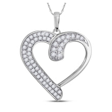 Load image into Gallery viewer, Radiant Love Affair Diamond Pendant | 10kt White Gold Womens Round Diamond Heart Pendant 1/4 Cttw Top view from the 10Kt White Gold Womens Round Diamond Heart Pendant 1 4 Cttwpin282054 collection by Splendid Jewellery
