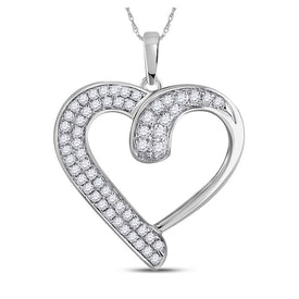 Radiant Love Affair Diamond Pendant | 10kt White Gold Womens Round Diamond Heart Pendant 1/4 Cttw Top view from the 10Kt White Gold Womens Round Diamond Heart Pendant 1 4 Cttwpin282054 collection by Splendid Jewellery
