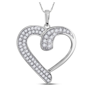 Diamond Heart & Love Symbol Pendant | 10kt White Gold Womens Round Diamond Heart Pendant 1/4 Cttw | Splendid Jewellery GND