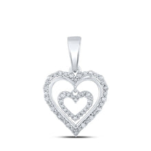 Load image into Gallery viewer, Sparkling Love Affair Diamond Pendant Top view from the 10Kt White Gold Womens Round Diamond Heart Pendant 1 4 Cttwpin210553 collection by Splendid Jewellery