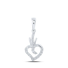 Load image into Gallery viewer, Enchanting Diamond Heart &amp; Love Symbol Pendant Top view from the 10Kt White Gold Womens Round Diamond Heart Pendant 1 4 Cttwpin213197 collection by Splendid Jewellery