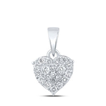 Load image into Gallery viewer, Romantic Reflections: 10kt White Gold Diamond Heart Pendant Top view from the 10Kt White Gold Womens Round Diamond Heart Pendant 1 3 Cttwpin213857 collection by Splendid Jewellery
