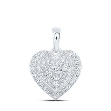 Load image into Gallery viewer, Captivating Love&#39;s Embrace Diamond Pendant Top view from the 10Kt White Gold Womens Round Diamond Heart Pendant 1 4 Cttwpin219017 collection by Splendid Jewellery