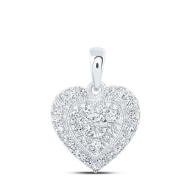 Captivating Love's Embrace Diamond Pendant Top view from the 10Kt White Gold Womens Round Diamond Heart Pendant 1 4 Cttwpin219017 collection by Splendid Jewellery