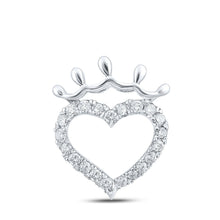 Load image into Gallery viewer, 10kt White Gold Heart of Affection Pendant | Splendid Jewellery Top view from the 10Kt White Gold Womens Round Diamond Heart Pendant 1 4 Cttwpin212021 collection by Splendid Jewellery