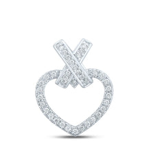Load image into Gallery viewer, 10kt White Gold Diamond Heart Pendant: A Mesmerizing Symbol of Love and Romance Top view from the 10Kt White Gold Womens Round Diamond Heart Pendant 1 4 Cttwpin210672 collection by Splendid Jewellery