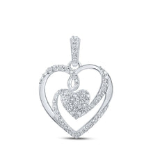 Load image into Gallery viewer, 10kt White Gold Diamond Heart &amp; Love Symbol Pendant | 1/4 Cttw Splendid Jewellery Top view from the 10Kt White Gold Womens Round Diamond Heart Pendant 1 4 Cttwpin210545 collection by Splendid Jewellery