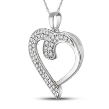 Load image into Gallery viewer, Radiant Love Affair Diamond Pendant | 10kt White Gold Womens Round Diamond Heart Pendant 1/4 Cttw Side view from the 10Kt White Gold Womens Round Diamond Heart Pendant 1 4 Cttwpin282054 collection by Splendid Jewellery