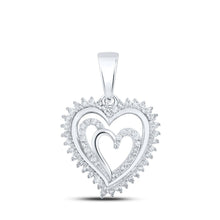 Load image into Gallery viewer, Radiant Love: 10kt White Gold Diamond Heart Pendant Top view from the 10Kt White Gold Womens Round Diamond Heart Pendant 1 4 Cttwpin210540 collection by Splendid Jewellery