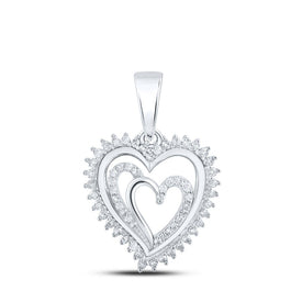Radiant Love: 10kt White Gold Diamond Heart Pendant Top view from the 10Kt White Gold Womens Round Diamond Heart Pendant 1 4 Cttwpin210540 collection by Splendid Jewellery