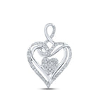 Romantic Brilliance: 10kt White Gold Diamond Heart Pendant Top view from the 10Kt White Gold Womens Round Diamond Heart Pendant 1 5 Cttwpin210546 collection by Splendid Jewellery