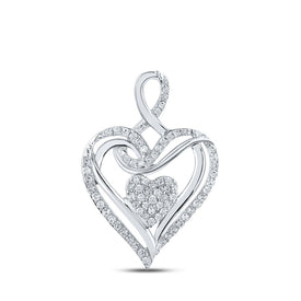 Romantic Brilliance: 10kt White Gold Diamond Heart Pendant Top view from the 10Kt White Gold Womens Round Diamond Heart Pendant 1 5 Cttwpin210546 collection by Splendid Jewellery