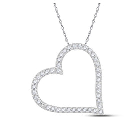Romantic Diamond Love Affair Pendant Top view from the 10Kt White Gold Womens Round Diamond Heart Pendant 1 5 Cttwpin284078 collection by Splendid Jewellery