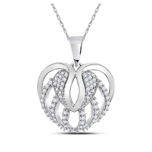 Diamond Heart & Love Symbol Pendant | 10kt White Gold Womens Round Diamond Heart Pendant 1/5 Cttw | Splendid Jewellery GND