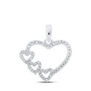 Diamond Heart & Love Symbol Pendant | 10kt White Gold Womens Round Diamond Heart Pendant 1/6 Cttw | Splendid Jewellery GND