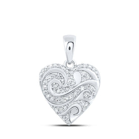 Romantic Brilliance: 10kt White Gold Diamond Heart & Love Symbol Pendant Top view from the 10Kt White Gold Womens Round Diamond Heart Pendant 1 6 Cttwpin213682 collection by Splendid Jewellery