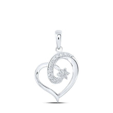 Load image into Gallery viewer, Radiant Love: 10kt White Gold Diamond Heart Pendant Top view from the 10Kt White Gold Womens Round Diamond Heart Pendant 1 6 Cttwpin213138 collection by Splendid Jewellery