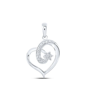Radiant Love: 10kt White Gold Diamond Heart Pendant Top view from the 10Kt White Gold Womens Round Diamond Heart Pendant 1 6 Cttwpin213138 collection by Splendid Jewellery