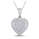 Romantic Diamond Heart & Love Symbol Pendant Top view from the 10Kt White Gold Womens Round Diamond Layered Heart Cluster Pendant 1 6 Cttwpin46649 collection by Splendid Jewellery