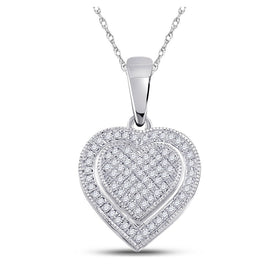 Romantic Diamond Heart & Love Symbol Pendant Top view from the 10Kt White Gold Womens Round Diamond Layered Heart Cluster Pendant 1 6 Cttwpin46649 collection by Splendid Jewellery