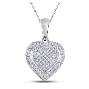 Diamond Heart & Love Symbol Pendant | 10kt White Gold Womens Round Diamond Heart Pendant 1/6 Cttw | Splendid Jewellery GND