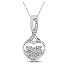 Load image into Gallery viewer, Romantic Brilliance: 10kt White Gold Diamond Heart &amp; Love Symbol Pendant Top view from the 10Kt White Gold Womens Round Diamond Heart Pendant 1 6 Cttwpin221308 collection by Splendid Jewellery