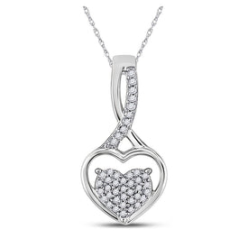 Romantic Brilliance: 10kt White Gold Diamond Heart & Love Symbol Pendant Top view from the 10Kt White Gold Womens Round Diamond Heart Pendant 1 6 Cttwpin221308 collection by Splendid Jewellery