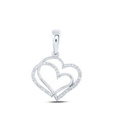 Load image into Gallery viewer, Captivating Love&#39;s Brilliance Diamond Pendant Top view from the 10Kt White Gold Womens Round Diamond Heart Pendant 1 8 Cttwpin213116 collection by Splendid Jewellery