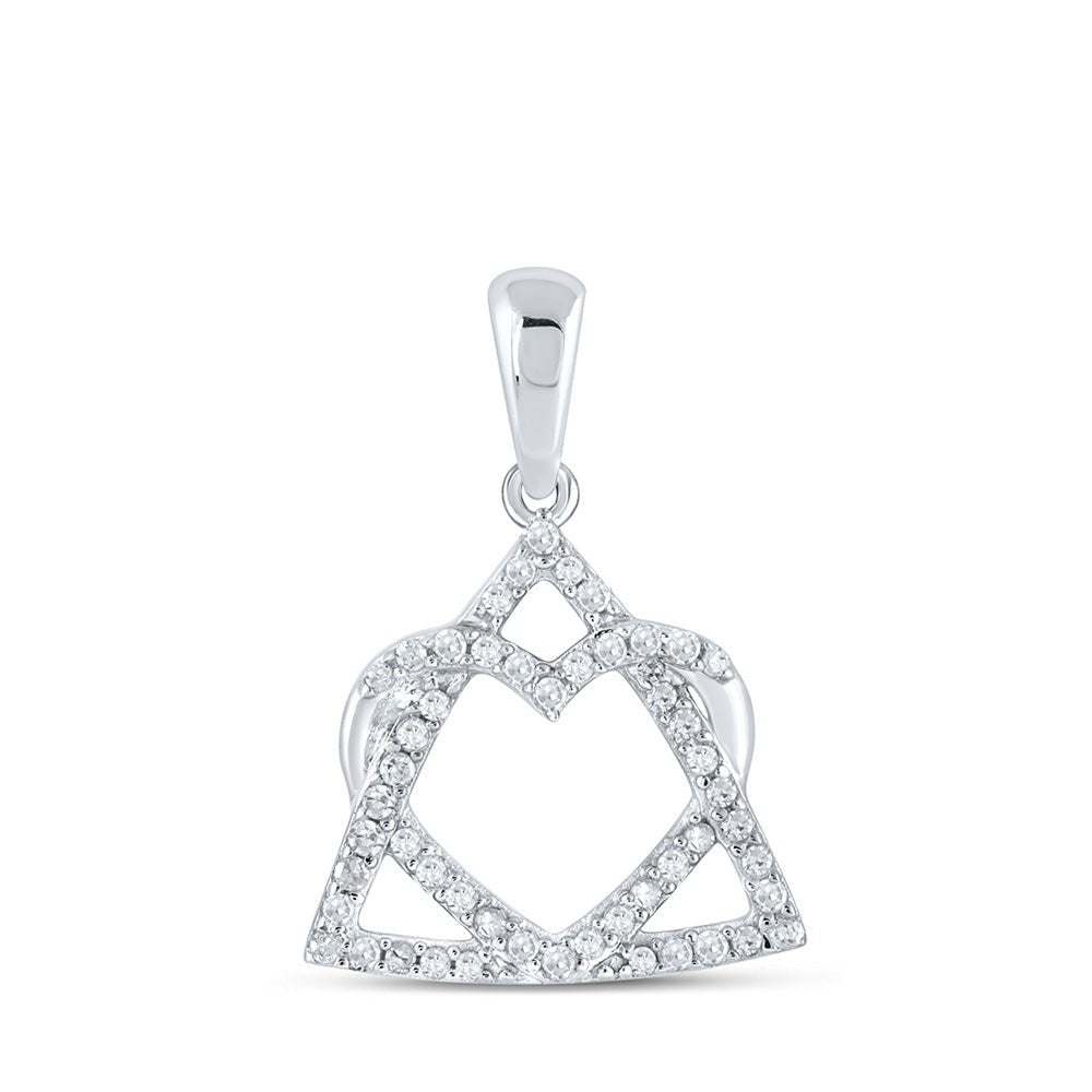 Diamond Heart & Love Symbol Pendant | 10kt White Gold Womens Round Diamond Heart Pendant 1/8 Cttw | Splendid Jewellery GND