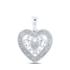 Radiant Love: 10kt White Gold Diamond Heart Pendant Top view from the 10Kt White Gold Womens Round Diamond Heart Pendant 1 8 Cttwpin217241 collection by Splendid Jewellery