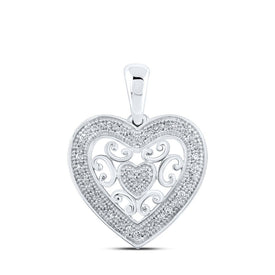 Radiant Love: 10kt White Gold Diamond Heart Pendant Top view from the 10Kt White Gold Womens Round Diamond Heart Pendant 1 8 Cttwpin217241 collection by Splendid Jewellery