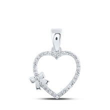 Load image into Gallery viewer, Enchanting Love&#39;s Embrace Diamond Pendant Top view from the 10Kt White Gold Womens Round Diamond Heart Pendant 1 8 Cttwpin213316 collection by Splendid Jewellery