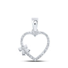Enchanting Love's Embrace Diamond Pendant Top view from the 10Kt White Gold Womens Round Diamond Heart Pendant 1 8 Cttwpin213316 collection by Splendid Jewellery