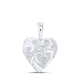 10kt White Gold Diamond Heart & Love Symbol Pendant: A Radiant Declaration of Love Top view from the 10Kt White Gold Womens Round Diamond Heart Pendant 1 8 Cttwpin219207 collection by Splendid Jewellery