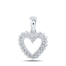 Load image into Gallery viewer, Radiant Love: 10kt White Gold Diamond Heart Pendant Top view from the 10Kt White Gold Womens Round Diamond Heart Pendant 1 8 Cttwpin213337 collection by Splendid Jewellery