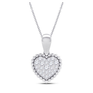 Diamond Heart & Love Symbol Pendant | 10kt White Gold Womens Round Diamond Heart Pendant 1/8 Cttw | Splendid Jewellery GND