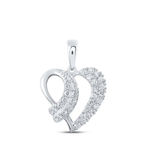 Diamond Heart & Love Symbol Pendant | 10kt White Gold Womens Round Diamond Heart Pendant 3/8 Cttw | Splendid Jewellery GND