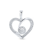Eternal Love Diamond Heart Pendant Top view from the 10Kt White Gold Womens Round Diamond Heart Pendant 3 8 Cttwpin210999 collection by Splendid Jewellery
