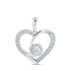 Eternal Love Diamond Heart Pendant Top view from the 10Kt White Gold Womens Round Diamond Heart Pendant 3 8 Cttwpin210999 collection by Splendid Jewellery