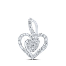 Load image into Gallery viewer, Sparkling Love Diamond Pendant - 10kt White Gold Heart Necklace with 3/8 Cttw Round Diamonds Top view from the 10Kt White Gold Womens Round Diamond Heart Pendant 3 8 Cttwpin219060 collection by Splendid Jewellery