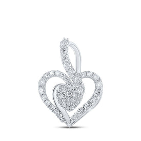 Sparkling Love Diamond Pendant - 10kt White Gold Heart Necklace with 3/8 Cttw Round Diamonds Top view from the 10Kt White Gold Womens Round Diamond Heart Pendant 3 8 Cttwpin219060 collection by Splendid Jewellery