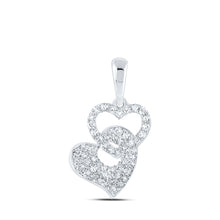 Load image into Gallery viewer, Splendid Jewellery 10kt White Gold Diamond Heart &amp; Love Symbol Pendant Top view from the 10Kt White Gold Womens Round Diamond Heart Pendant 3 8 Cttwpin213371 collection by Splendid Jewellery